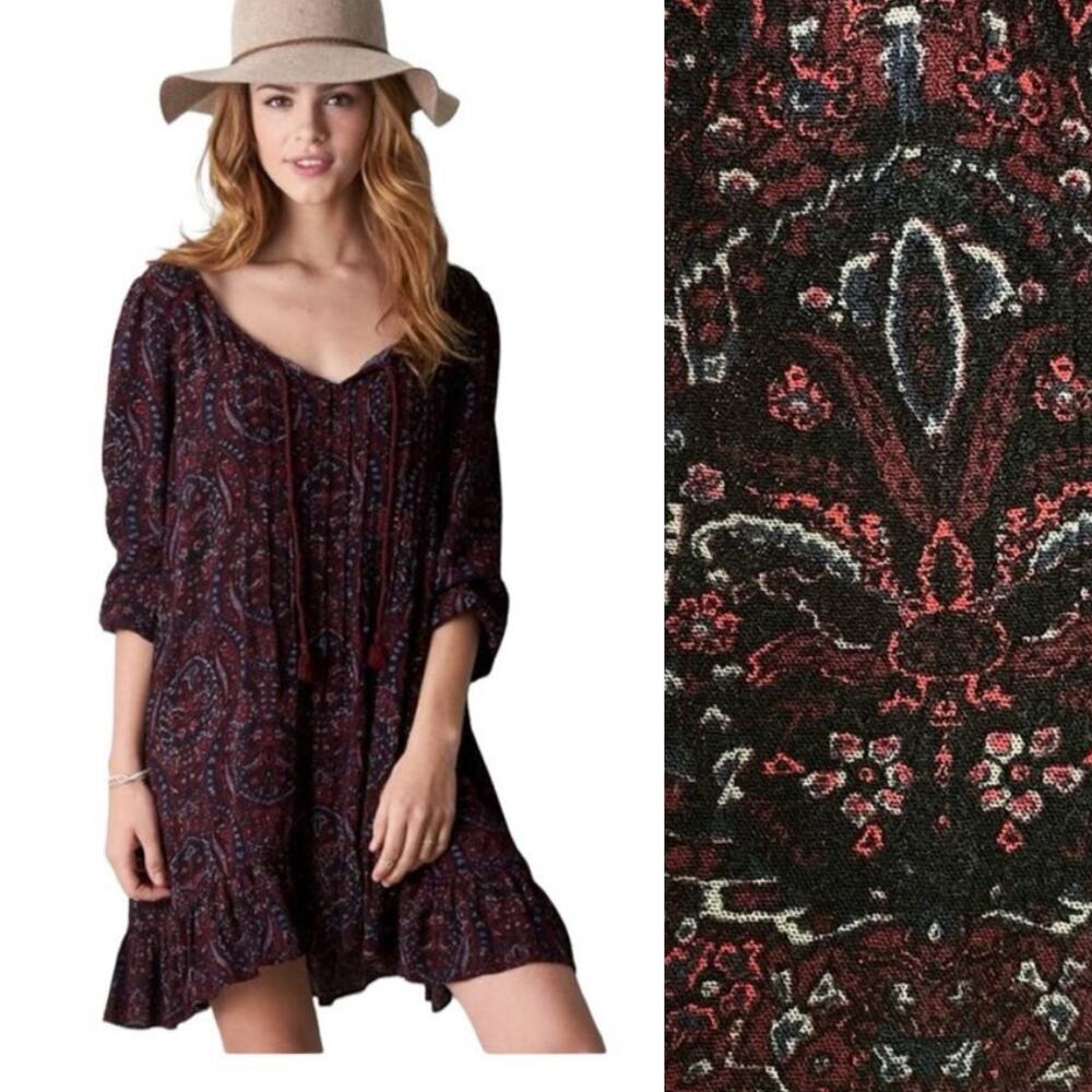 American Eagle Paisley Boho Dress Long Sleeve Small